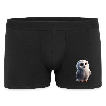 Schneeeule Weiße Eule Kauz Uhu Owl Schnee Eulen - Männer Boxer Shorts - Schwarz - Vorne