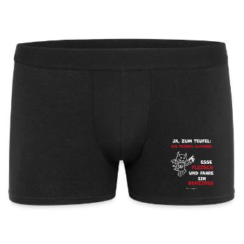 Teuflischer Lifestyle: Alkohol, Fleisch - Männer Boxer Shorts - Schwarz - Vorne