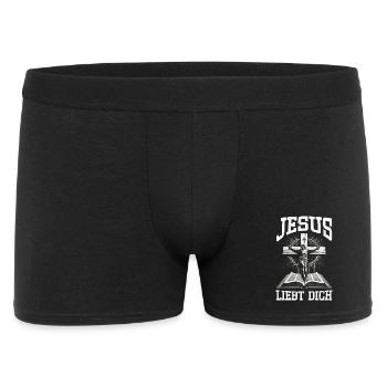 Jesus Liebt Dich Christlich Katholiken Gläubiger - Männer Boxer Shorts - Schwarz - Vorne
