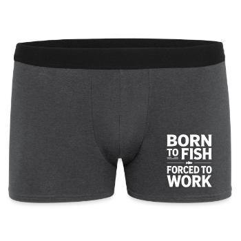 Born To Fish Forced To Work - Männer Boxer Shorts - Anthrazit - Vorne