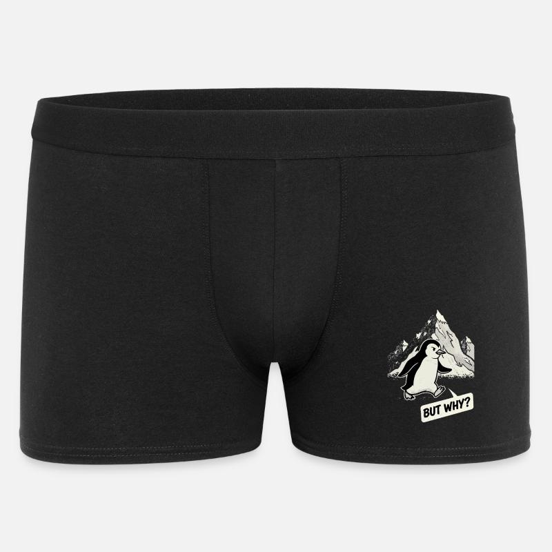 But Why Pinguin - Männer Boxer Shorts - Schwarz