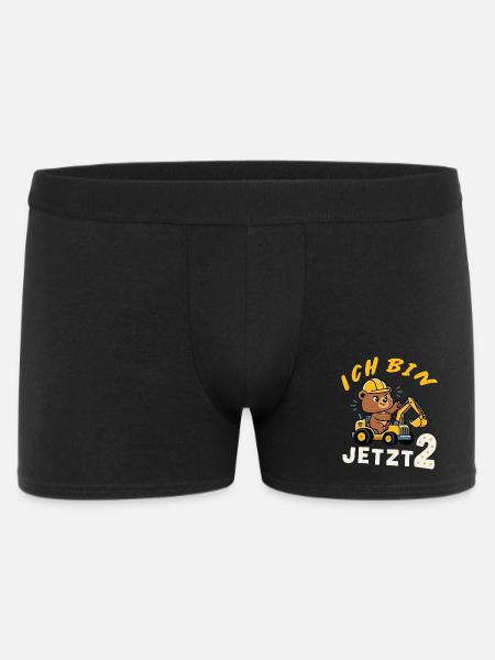 Ich bin jetzt 2 – Bär Bagger Bauarbeiter Design - Männer Boxer Shorts - Schwarz