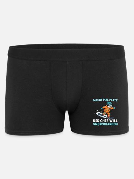Pinguin Macht Platz der Chef will Snowboarden - Männer Boxer Shorts - Schwarz