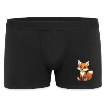 Kuschelfuchs Cartoon – Niedlicher Waldfreund - Männer Boxer Shorts - Schwarz - Vorne