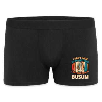 Büsumer MUSS GAR NIX MUSS NUR NACH BÜSUM Retro - Männer Boxer Shorts - Schwarz - Vorne