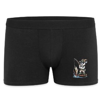 Funny fishing goat with big catch at the lake - Men's Boxer Shorts - black - Front