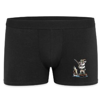 Funny fishing goat with big catch - Men's Boxer Shorts - black - Front