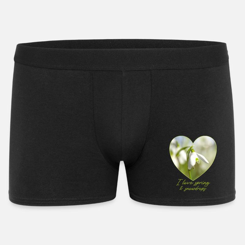 Herz mit Schneeglöckchen i love spring - Männer Boxer Shorts - Schwarz