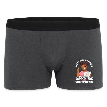 Just a girl who loves anime and draws afro - Men's Boxer Shorts - charcoal grey - Front