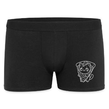 Pizza Kawaii Katze - Männer Boxer Shorts - Schwarz - Vorne