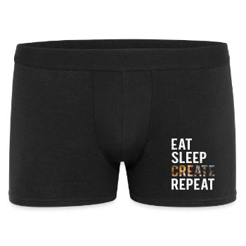 Funny Artist Painter Eat Sleep Create Repeat Draw - Männer Boxer Shorts - Schwarz - Vorne