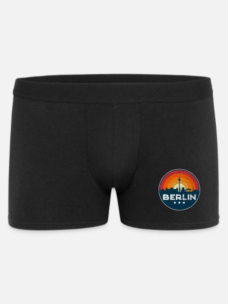 Berlin Skyline Sunset Retro Badge Design - Men's Boxer Shorts - black