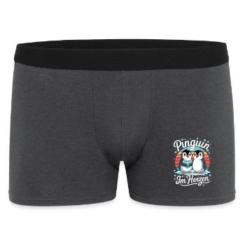 Pingouin dans le cœur doux de pingouin amour pour le pingouin - Boxer Homme - charbon - Devant