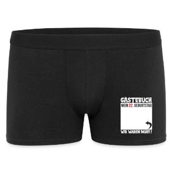 Gästebuch 22. Geburtstag – Bold Typo - Männer Boxer Shorts - Schwarz - Vorne