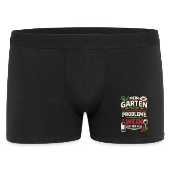 Mein Garten löst meine Probleme - Wein Spruch - Männer Boxer Shorts - Schwarz - Vorne