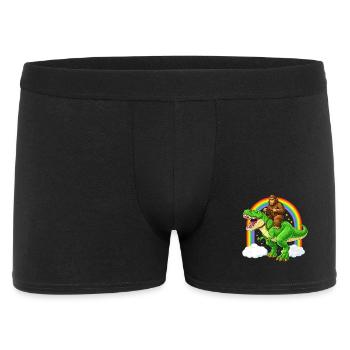 Bigfoot Reitet T-Rex Dinosaurier Regenbogen - Männer Boxer Shorts - Schwarz - Vorne