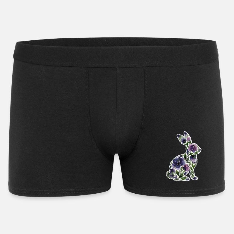 Hase Silhouette Blumen - Männer Boxer Shorts - Schwarz