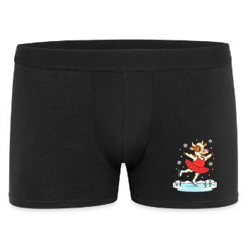 Cow in figure skating in winter - Men's Boxer Shorts - black - Front