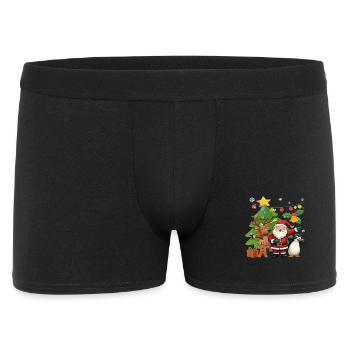 Dabbing Weihnachtsmann Rentier Pinguin Kinder - Männer Boxer Shorts - Schwarz - Vorne