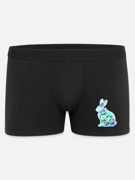 Hase Aquarell Blumen Ostern - Männer Boxer Shorts - Schwarz