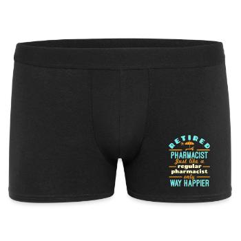 Pensionierter Apotheker viel glücklicher - Männer Boxer Shorts - Schwarz - Vorne
