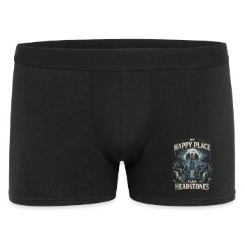 Humour gothique de cimetière Mon endroit heureux a des pierres tombales - Boxer Homme - noir - Devant
