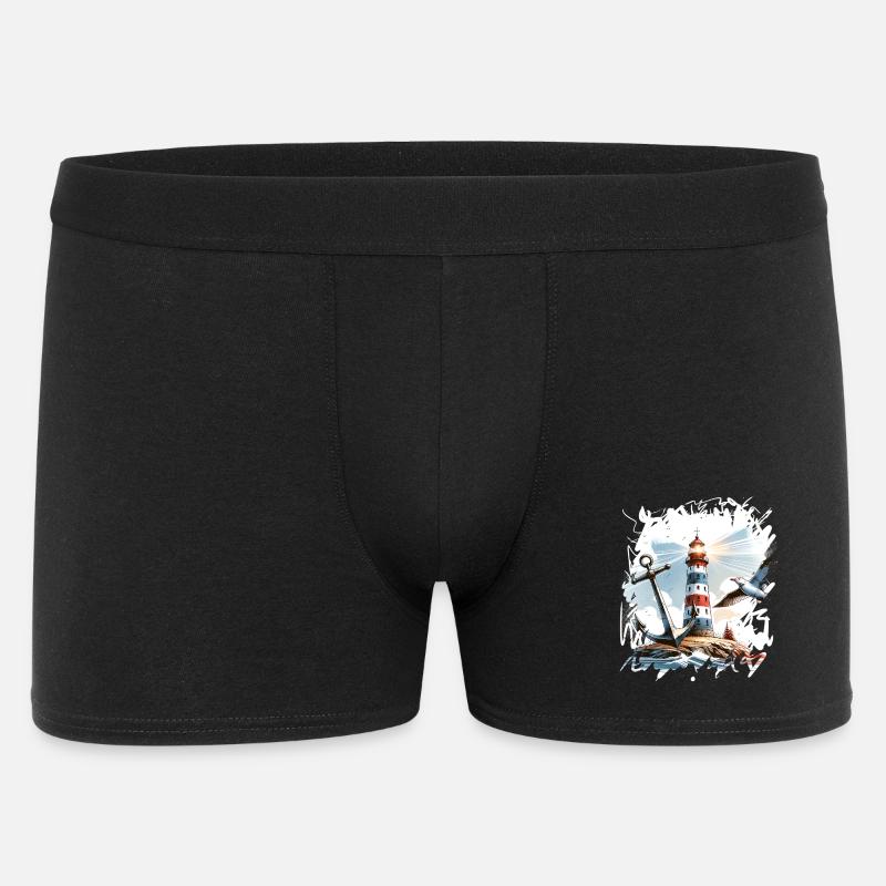 Leuchtturm Anker Möwe - Männer Boxer Shorts - Schwarz