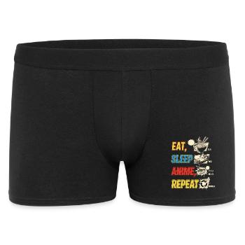 Eat Sleep Anime Repeat - Männer Boxer Shorts - Schwarz - Vorne
