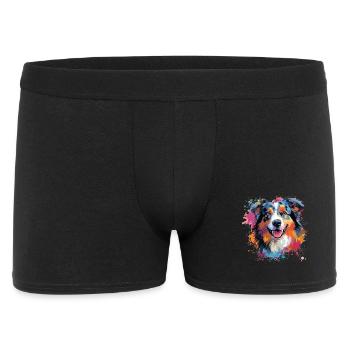 Australian Shepherd Bunte Hunde-Splash-Kunst - Männer Boxer Shorts - Schwarz - Vorne