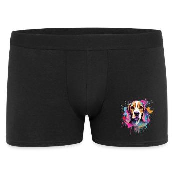 Portrait en couleur Beagle Splash Art - Boxer Homme - noir - Devant