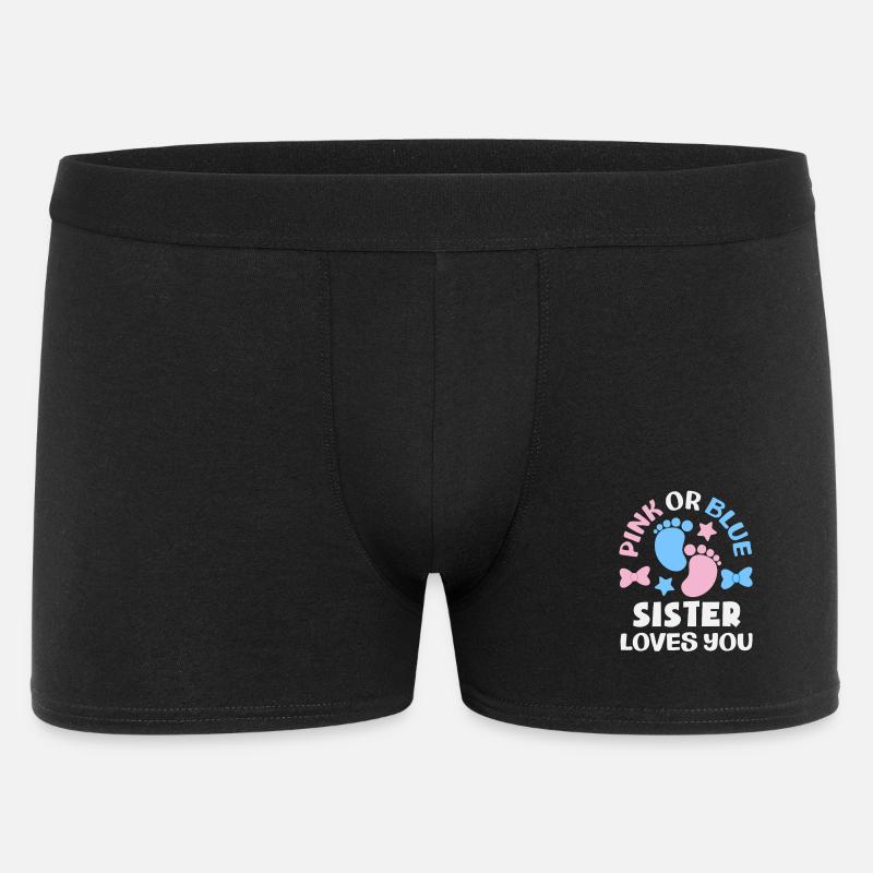 Lyserød eller blå søster elsker dig Kønsafsløring - Boxer Shorts til mænd - sort