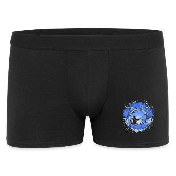 Angeln – dynamische Fisch- und Anglergrafiken - Männer Boxer Shorts - Schwarz - Vorne
