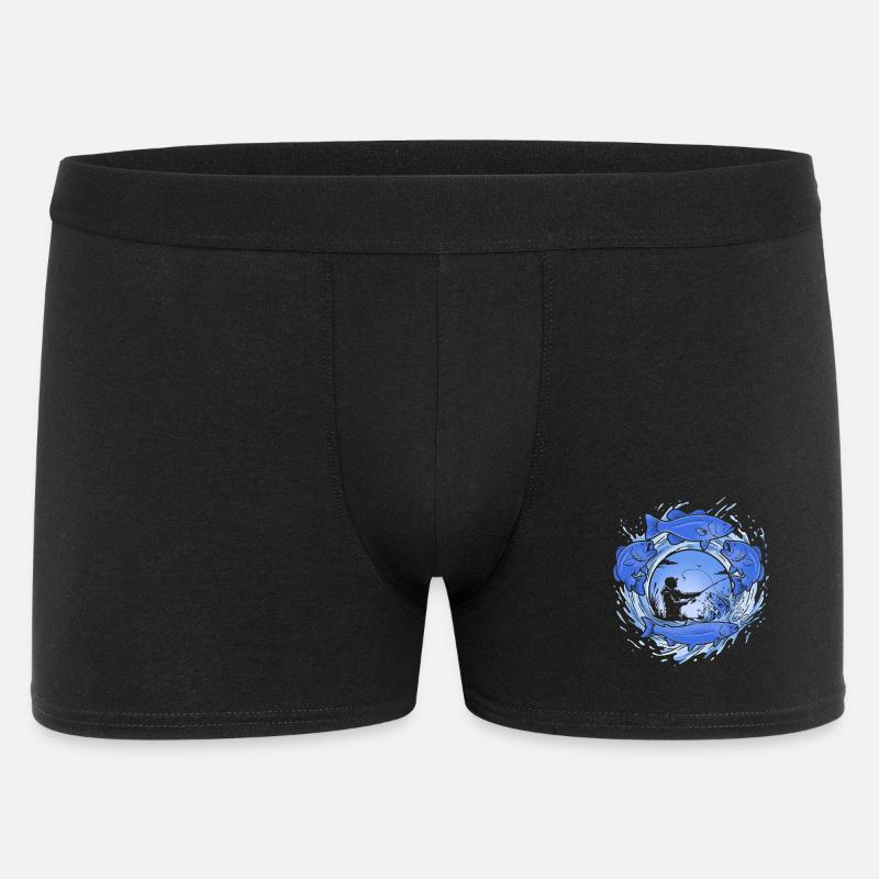 Fishing – dynamic fish and angler graphics - Men's Boxer Shorts - black