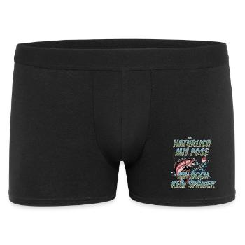 Angeln mit Pose bin doch kein Spinner - Männer Boxer Shorts - Schwarz - Vorne