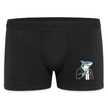Hai Gentleman im Smoking - Männer Boxer Shorts - Schwarz - Vorne