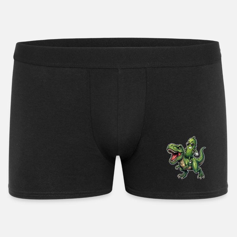 Saure Gurke reitet auf Dinosaurier - Männer Boxer Shorts - Schwarz