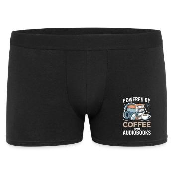 Propulsé par Coffee et Livres Audio, Spruch Hörbücher - Boxer Homme - noir - Devant