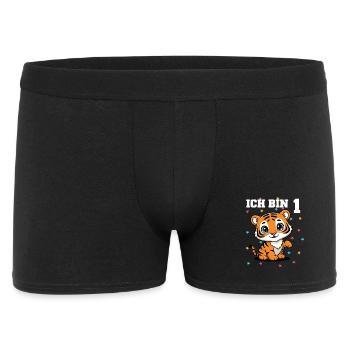 Ich bin 1 - Süßes Tiger zum 1. Geburtstag - Männer Boxer Shorts - Schwarz - Vorne