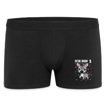 Ich bin 1 - Süßes Zebra zum 1. Geburtstag - Männer Boxer Shorts - Schwarz - Vorne