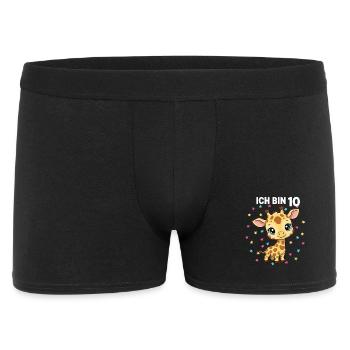 Ich bin 10 - Süßes Giraffe zum 10. Geburtstag - Männer Boxer Shorts - Schwarz - Vorne