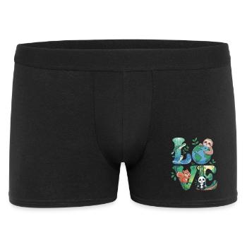 Nature Love Shirt Panda Tortue Paresseuse - Boxer Homme - noir - Devant