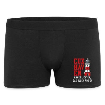 Nordsee Urlaub CUXHAVEN ANKER LICHTEN GLÜCK FINDEN - Männer Boxer Shorts - Schwarz - Vorne
