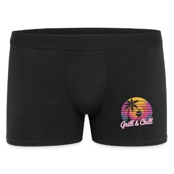 Grill & Chill T-Shirt BBQ Grilling Summer Retro - Men's Boxer Shorts - black - Front