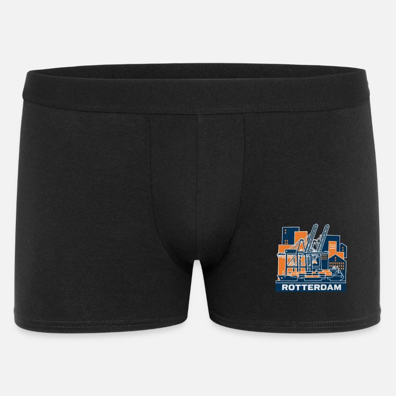 Rotterdam Hafen Kran Containerschiff - Männer Boxer Shorts - Schwarz