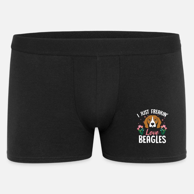 Beagle Love Blumen-Tee - Männer Boxer Shorts - Schwarz