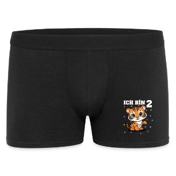Ich bin 2 - Süßes Tiger zum 2. Geburtstag - Männer Boxer Shorts - Schwarz - Vorne