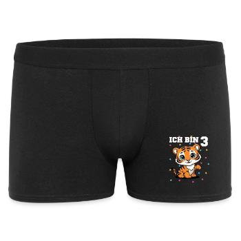 Ich bin 3 - Süßes Tiger zum 3. Geburtstag - Männer Boxer Shorts - Schwarz - Vorne