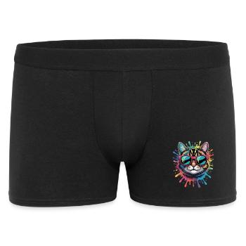 Colorful Cat Watercolor Splash Graffiti - Men's Boxer Shorts - black - Front