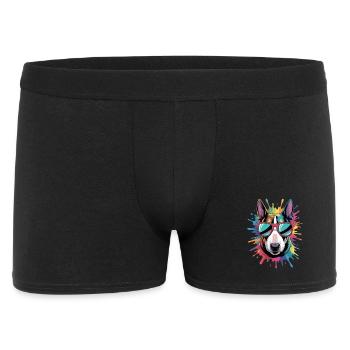 Colorful Bull Terrier Watercolor Splash Graffiti - Men's Boxer Shorts - black - Front