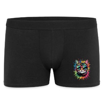 Bunte Katze Wasserfarben Spritzer Graffiti - Männer Boxer Shorts - Schwarz - Vorne